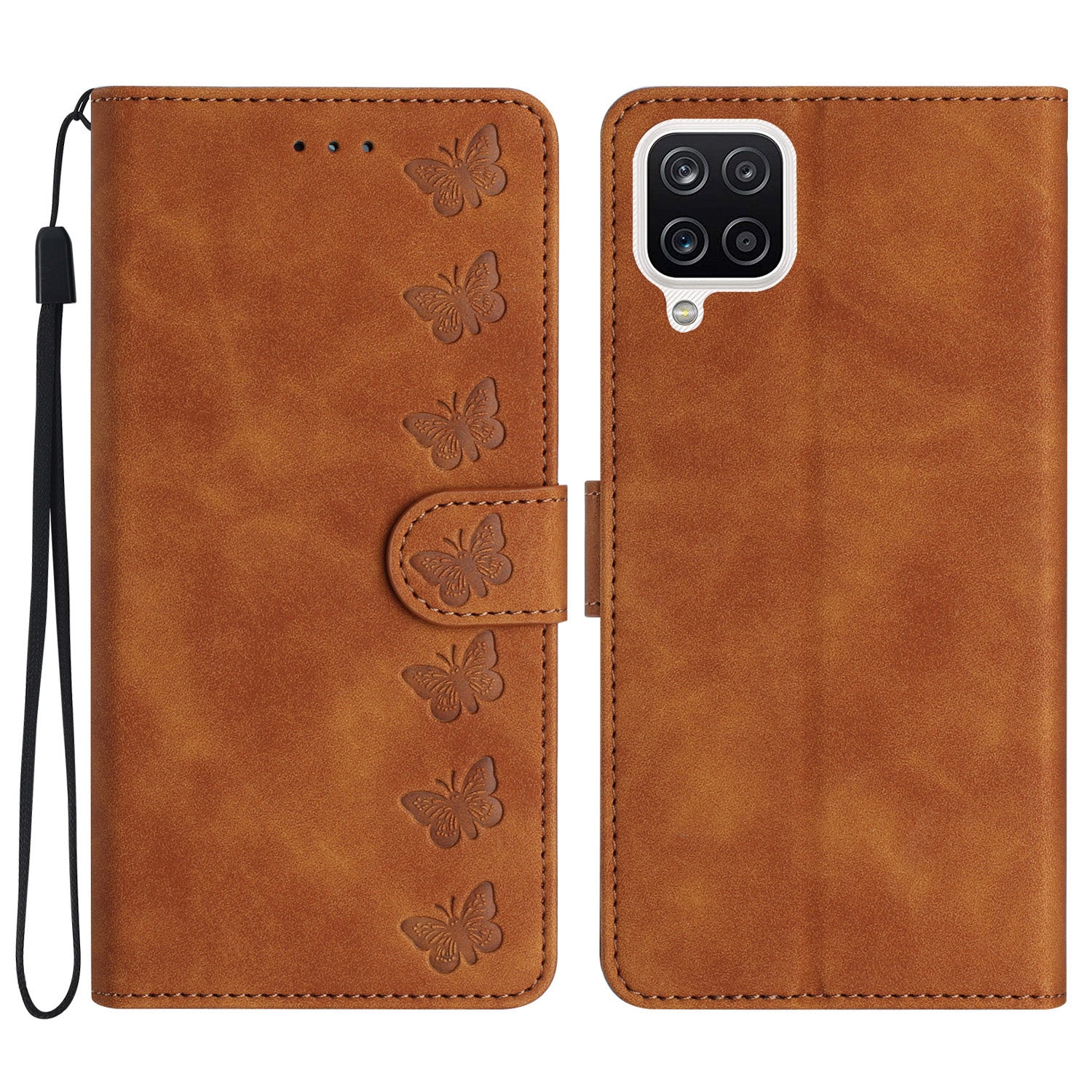 Leather Cover for Samsung Galaxy A22 4G (EU Version) Butterfly Imprinted Stand Wallet Drop-proof Case Leather Cover for Samsung Galaxy A22 4G (EU Version) Butterfly Imprinted Stand Wallet Drop-proof Case